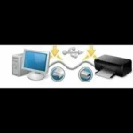 Computer connecting to a printer via cable, showing the process of how to install printer driver for smooth printing setup.