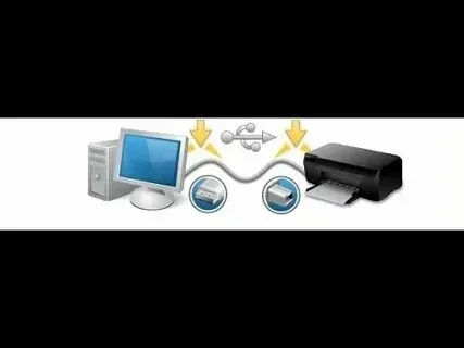 Computer connecting to a printer via cable, showing the process of how to install printer driver for smooth printing setup.